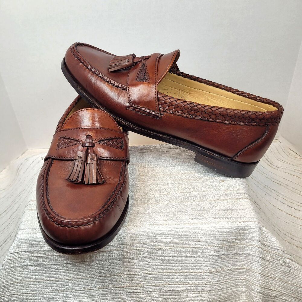 Allen Edmonds Maxfield Mens Leather Loafers USA Made 9 EEE Tassel in Chili Brown